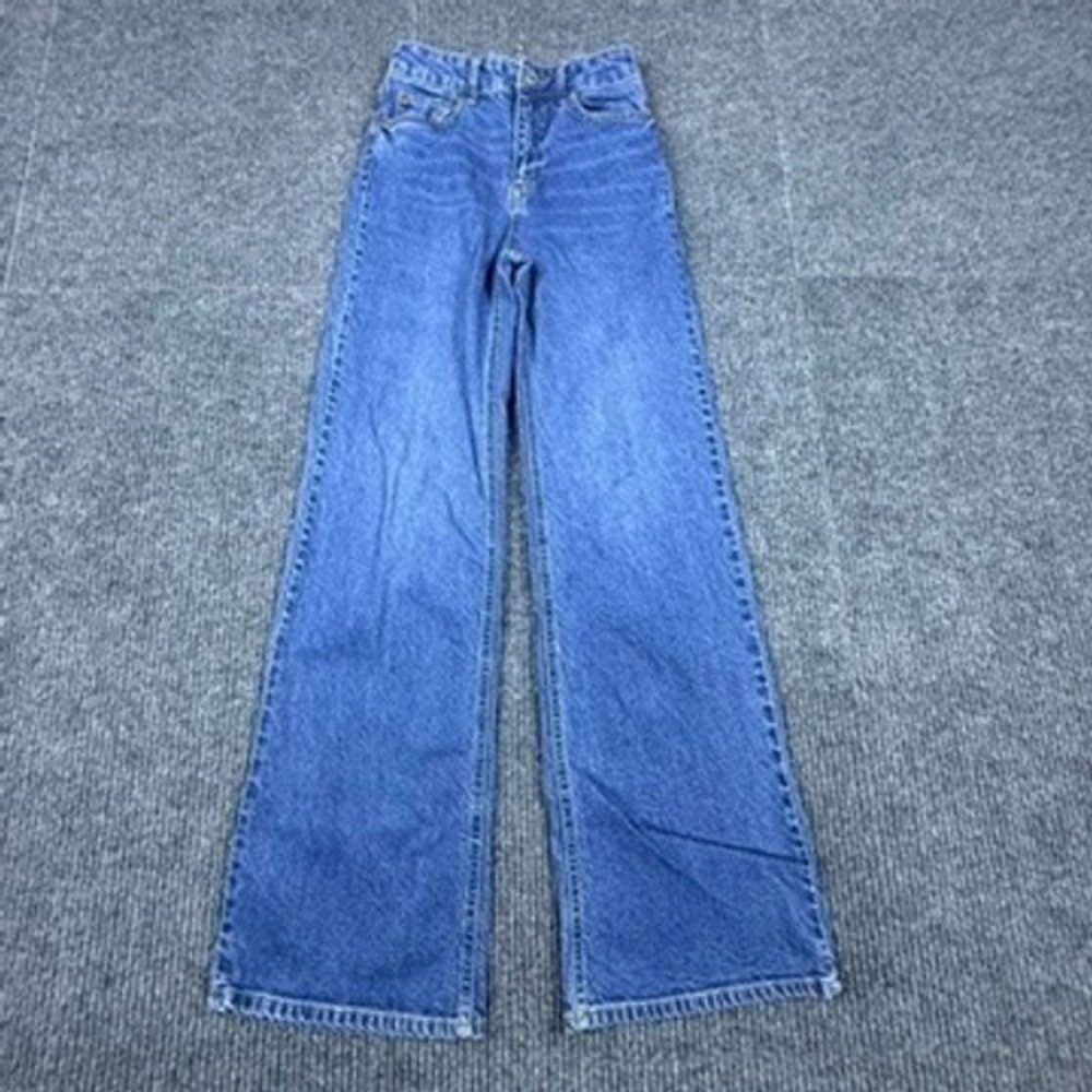 HM Womens High Waisted Wide Leg Jeans Blue Denim Size 2 US